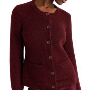 Quince Mongolian Cashmere Structured Cardigan in Rich Burgundy in Large